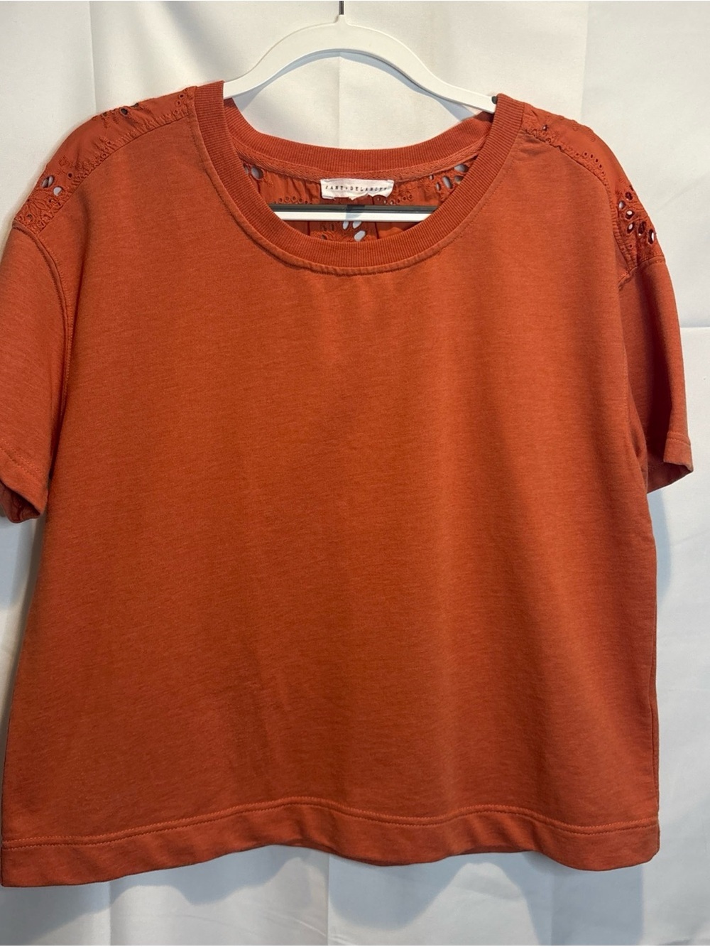 Jane and Delancey Rust Short Sleeve Cutout-Shoulder Crop Top